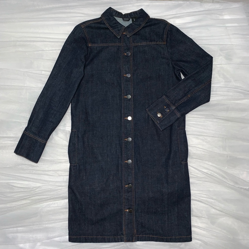 Topshop Boutique Long Dark Blue Denim Jacket